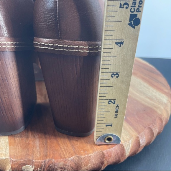 Korks Stacy Platform Ankle Boot Bootie Size 9.5 Burnished Dark Brown Buckle Boho - Picture 10 of 10